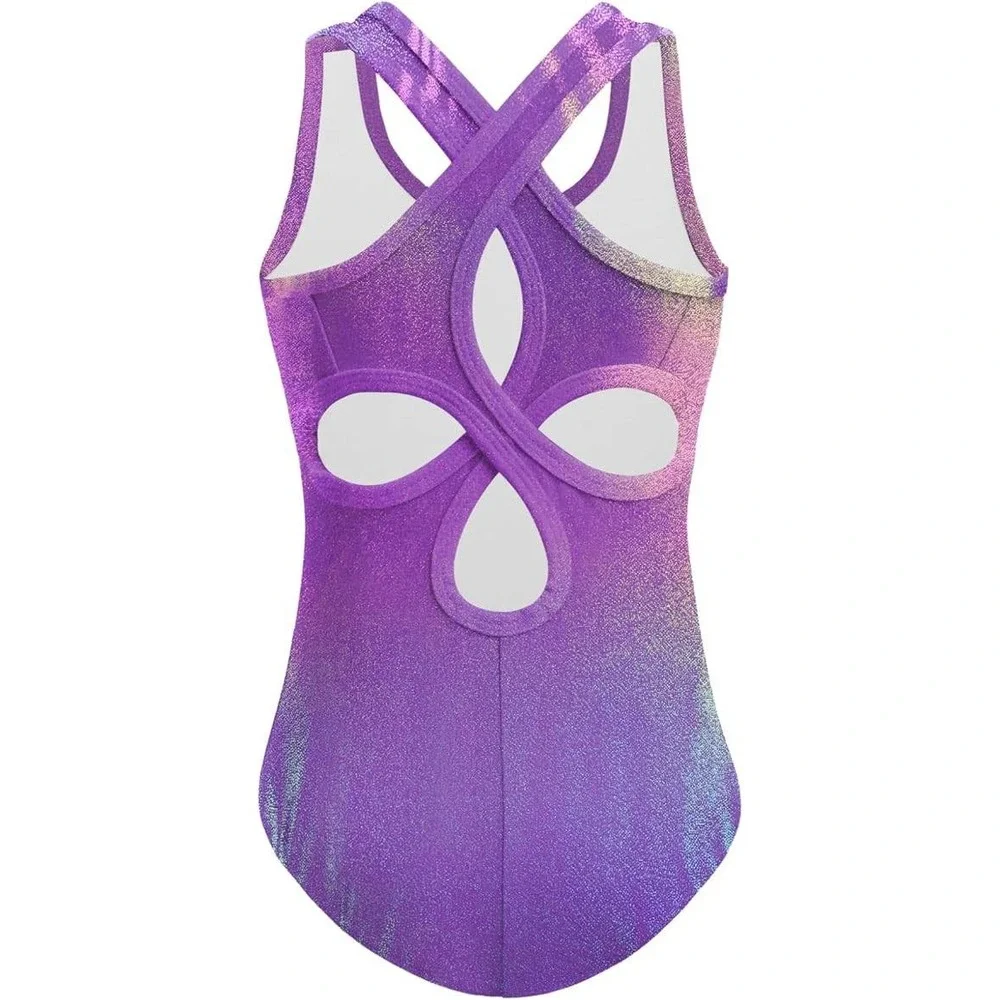 Zaclotre Girls Purple Metallic Leotard Ballet Dance Gymnastics Bodysuit 10-11 Y
